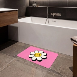 Smiley - Bloem - Roze Badmat klein -sfeer3