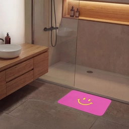 Smiley - Vrolijk - Roze Badmat klein -sfeer2