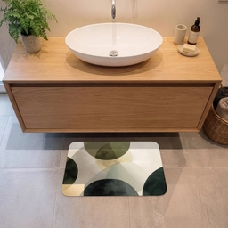 Vlakken - Abstract - Beige - Cirkels Badmat klein -sfeer1