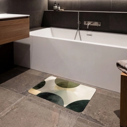 Vlakken - Abstract - Beige - Cirkels Badmat klein -sfeer3
