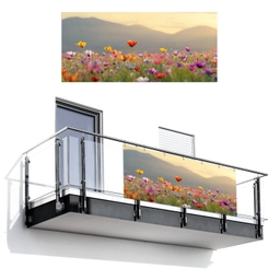 Bloemenveld - Bergen - Zonlicht - Bloemen Balkonbeschermer Duitsland klein -3d