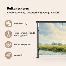 Koeien - Windmolen - Weide - Blauw Balkonbeschermer Duitsland klein -specs_NL
