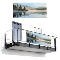 Meer - Mist - Bergen - Landschap Balkonbeschermer Duitsland klein -3d