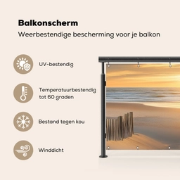 Strand - Duinen - Zonsondergang Balkonbeschermer Duitsland klein -specs_NL