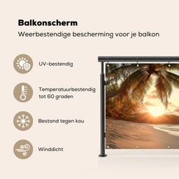 Strand - Palmbomen - Oceaan - Zonsondergang Balkonbeschermer Duitsland klein -specs_NL