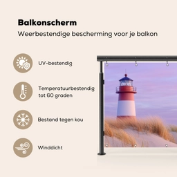 Vuurtoren - Duinen - Zonsondergang Balkonbeschermer Duitsland klein -specs_NL