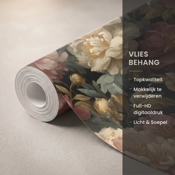 Bloemen - Barok - Patroon - Roze - Crème Behang Vlies klein 1076 -USP_closeupNL