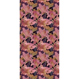 Lelies - Patroon - Roze - Goud Behang Vlies klein 1076 -3d_website