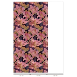Lelies - Patroon - Roze - Goud Behang Vlies klein 1076 -USP_banen