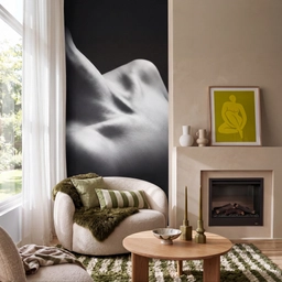 Lichaam - Vormen - Abstract - Zwart - Wit - Sensueel Behang Vlies klein -sfeer2