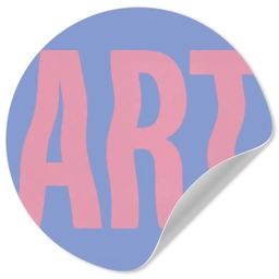 Art - Roze - Blauw Wandcirkel behangsticker klein -3d