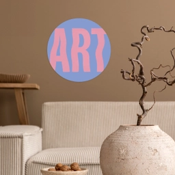 Art - Roze - Blauw Wandcirkel behangsticker klein -sfeer1