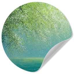 Bootje - Water - Bladeren - Bloesems Wandcirkel behangsticker klein -3d