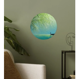 Bootje - Water - Bladeren - Bloesems Wandcirkel behangsticker klein -sfeer2