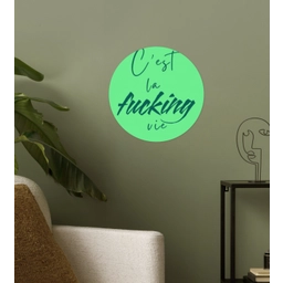 c'est la fucking vie - Groen - Penseelstijl Wandcirkel behangsticker klein -sfeer2