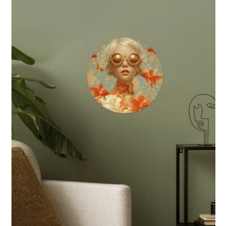 Goudvissen - Oranje - Vrouw - Blond Wandcirkel behangsticker klein -sfeer2