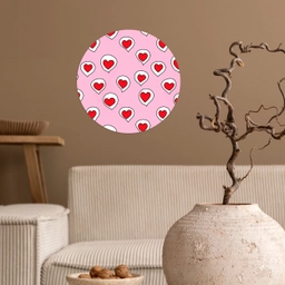 Hartjes - Patroon - Rood Wandcirkel behangsticker klein 186 -sfeer1