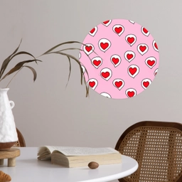 Hartjes - Patroon - Rood Wandcirkel behangsticker klein 186 -sfeer3