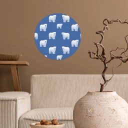 IJsbeer - Patroon - Blauw Wandcirkel behangsticker klein 186 -sfeer1