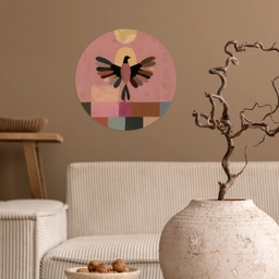 Illustratie - Vogel - Vlakken - Kleurrijk Wandcirkel behangsticker klein -sfeer1