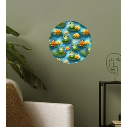 Kikker - Lelies - Groen Wandcirkel behangsticker klein 186 -sfeer2