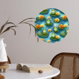 Kikker - Lelies - Groen Wandcirkel behangsticker klein 186 -sfeer3
