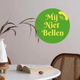 Mij niet bellen - Telefoon - Groen Wandcirkel behangsticker klein -sfeer3