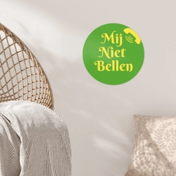 Mij niet bellen - Telefoon - Groen Wandcirkel behangsticker klein -sfeer4