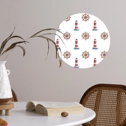 Nautisch - Klassiek - Rood Wandcirkel behangsticker klein 186 -sfeer3
