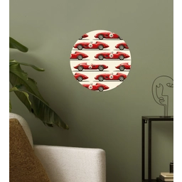 Raceauto - Retro - Rood Wandcirkel behangsticker klein 186 -sfeer2