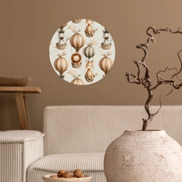 Safari - Luchtballonen - Taupe Wandcirkel behangsticker klein 186 -sfeer1