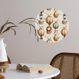 Safari - Luchtballonen - Taupe Wandcirkel behangsticker klein 186 -sfeer3