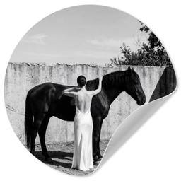 Vrouw - Paard - Artistiek Wandcirkel behangsticker klein -3d
