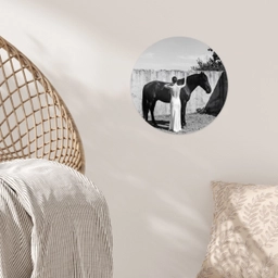 Vrouw - Paard - Artistiek Wandcirkel behangsticker klein -sfeer4