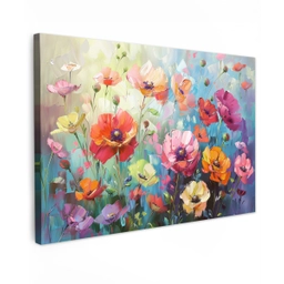 Bloemen - Kleurrijk - Waterverf - Natuur - Zomer Tuinposter op houten frame 2 cm dik klein -3d