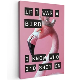 Flamingo - Roze - Vogel - Decoratie Tuinposter op houten frame 2 cm dik klein -3d