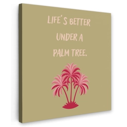 Groen - Zomer - Quote - Palmboom Tuinposter op houten frame 2 cm dik middel -3d