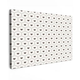 Hexagon - Patroon - Hartjes - Beige Tuinposter op houten frame 2 cm dik klein 845 -3d
