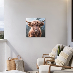Imposante Hooglander in de Natuur Tuinposter op houten frame 2 cm dik middel -sfeer1