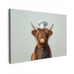 Schotse Hooglander - Bruin - Hoorns - Kokskleding Tuinposter op houten frame 2 cm dik klein -3d