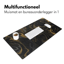 Marmer - Textuur - Grijs - Goud - Marmerlook - Luxe Muismat XXL klein -sfeer4