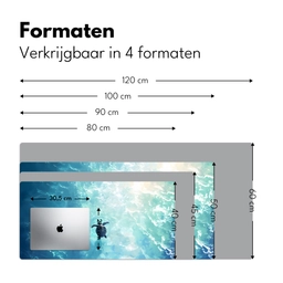 Schildpad - Zee - Blauw - Schittering Muismat XXL klein -sfeer5