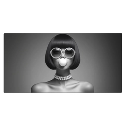 Vrouw - Zwart Wit - Ketting - Zonnebril Muismat XXL klein -3d_leeg