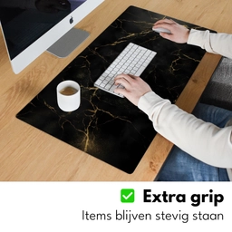 Zwart marmer - Gouden aders - Klassiek Muismat XXL klein -sfeer3