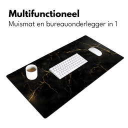 Zwart marmer - Gouden aders - Klassiek Muismat XXL klein -sfeer4