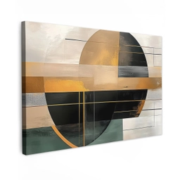 Abstract - Goud - Brons - Groen - Vormen - Modern canvas 2cm klein -z3d