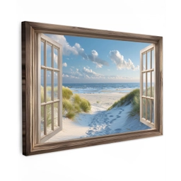 Doorkijk - Strand - Raam - Duinen - Zee canvas 2cm klein -z3d