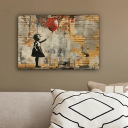 Graffiti - Banksy - Meisje - Street art canvas 2cm klein -sfeer3