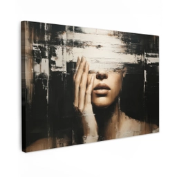 Hand - Gezicht - Strepen - Abstract canvas 2cm klein -z3d