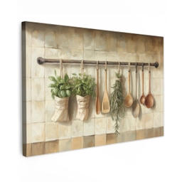 Hout - Keukengerei - Stilleven - Tegels canvas 2cm klein -z3d